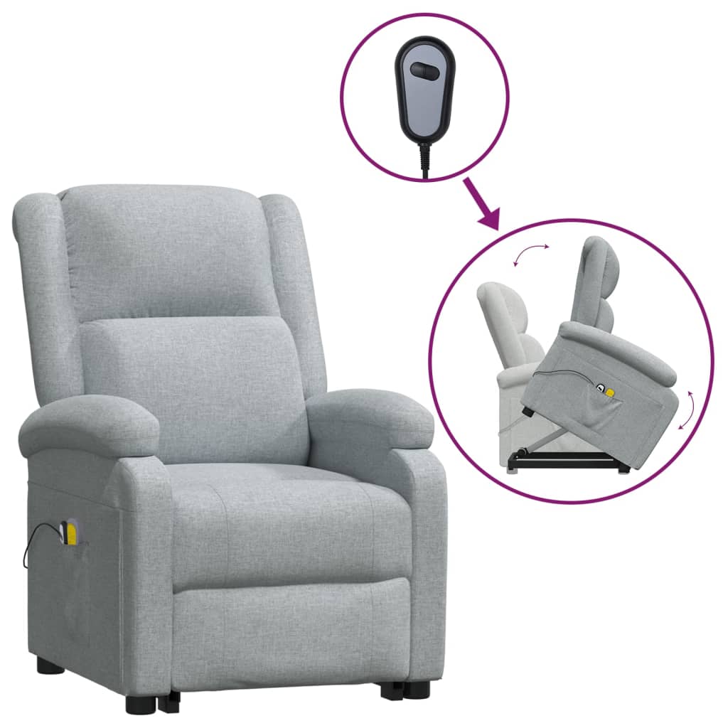 Fauteuil de massage inclinable Gris clair Tissu