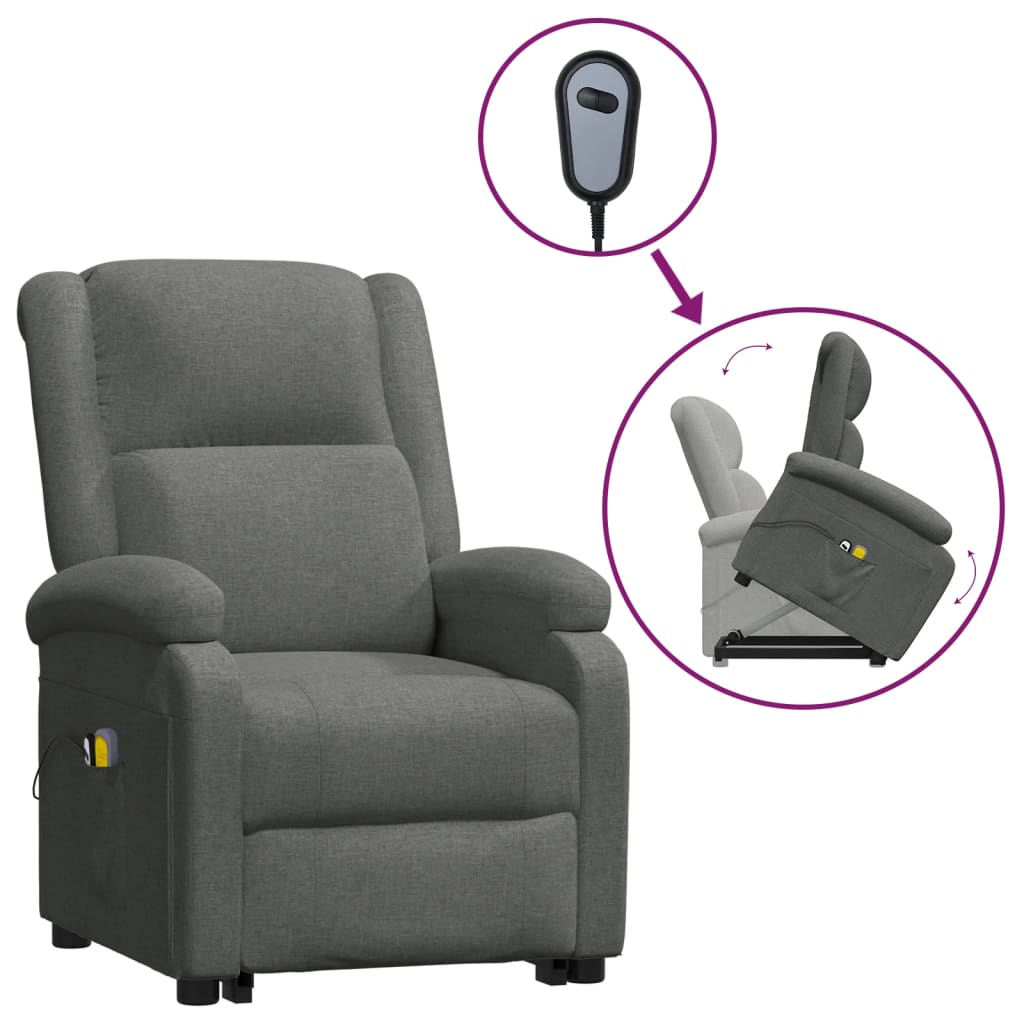 Fauteuil de massage inclinable Gris foncé Tissu