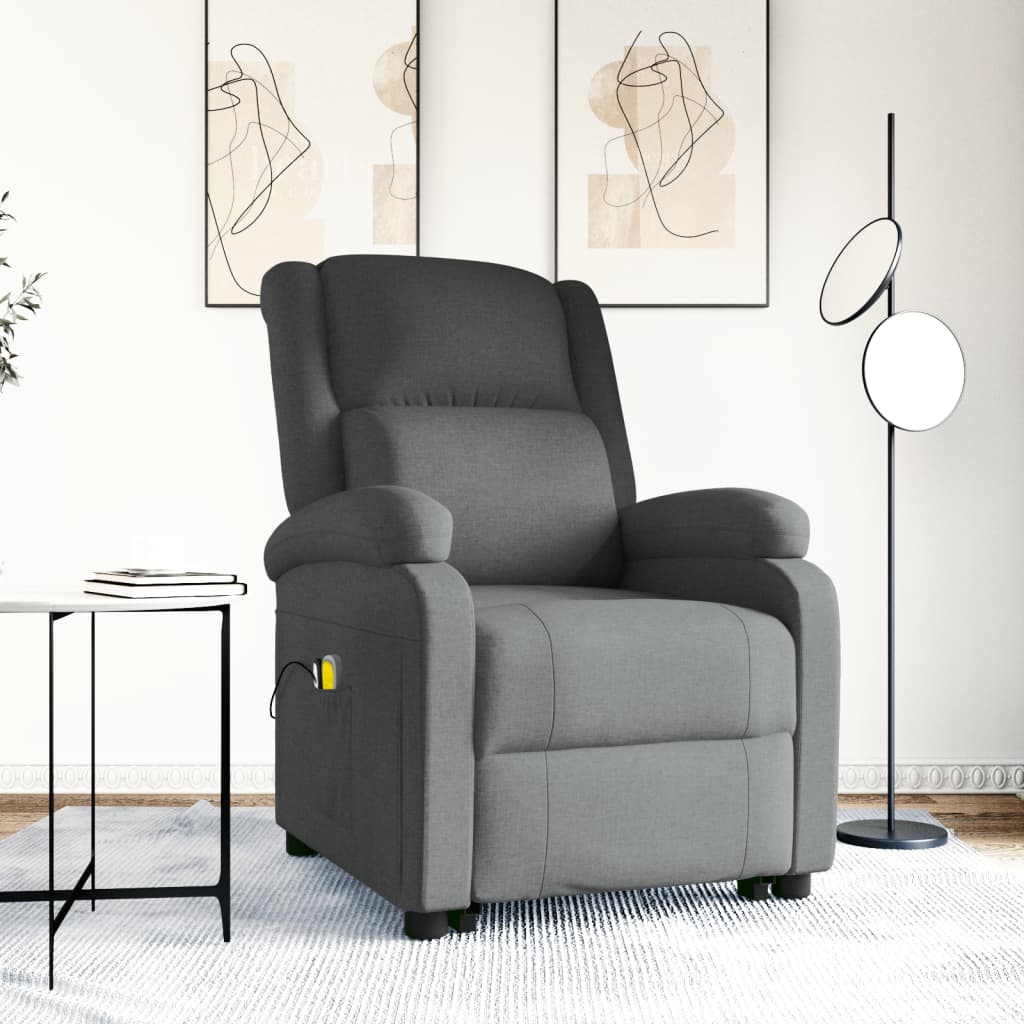 Fauteuil de massage inclinable Gris foncé Tissu