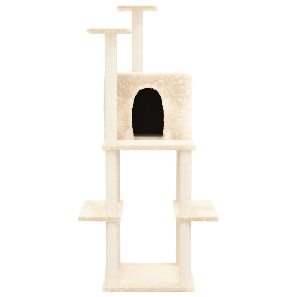 Arbre à chat avec griffoirs en sisal Crème 144,5 cm