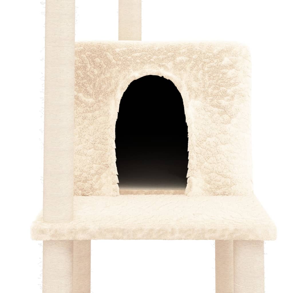 Arbre à chat avec griffoirs en sisal Crème 144,5 cm