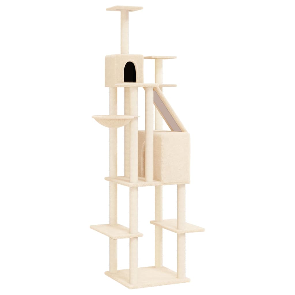 Cat tree with sisal scratching posts Cream 201 cm