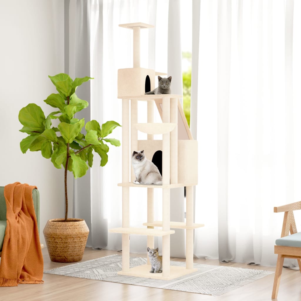 Arbre à chat avec griffoirs en sisal Crème 201 cm