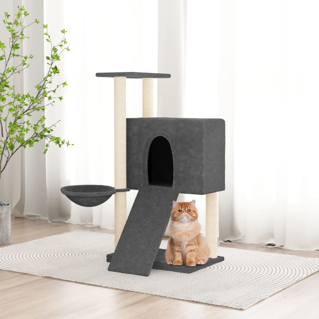 Arbre à chat avec griffoirs en sisal Gris foncé 96 cm