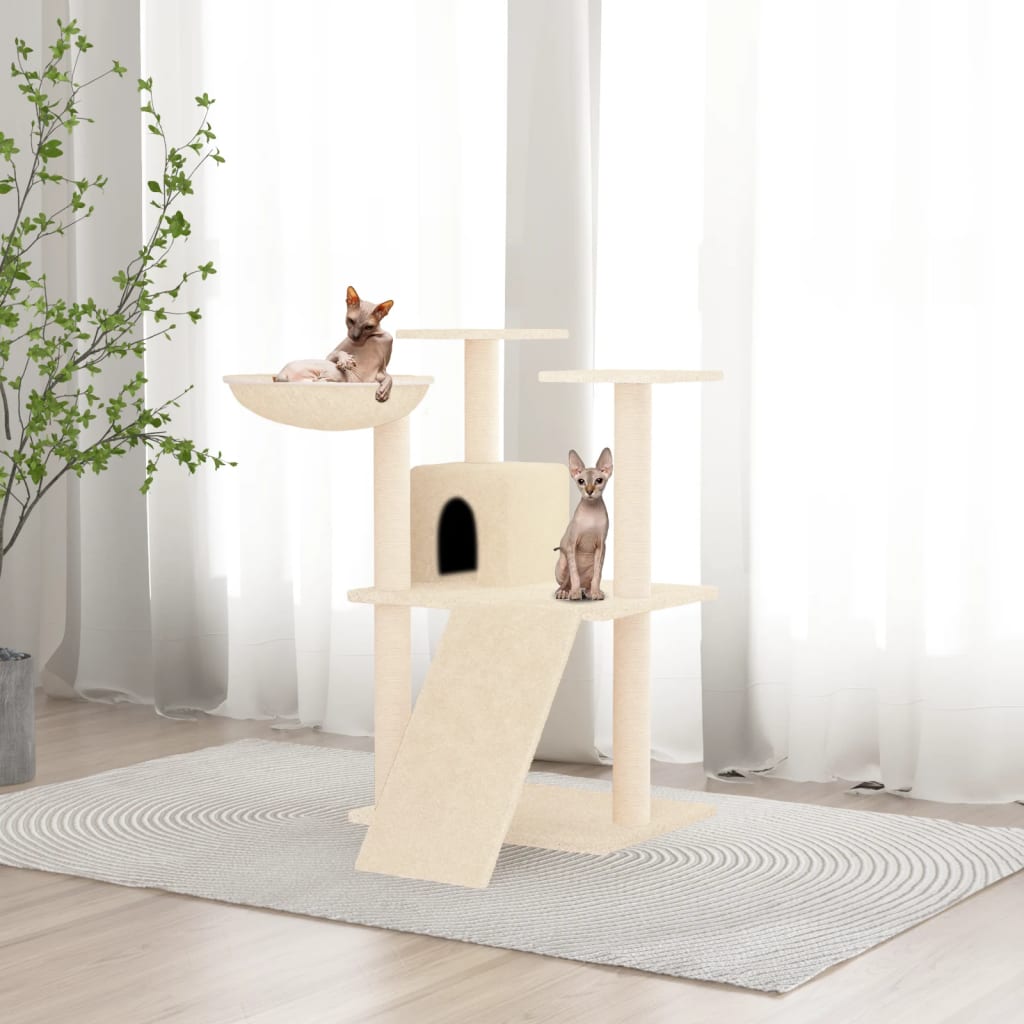 Cat tree with sisal scratching posts Cream 83 cm