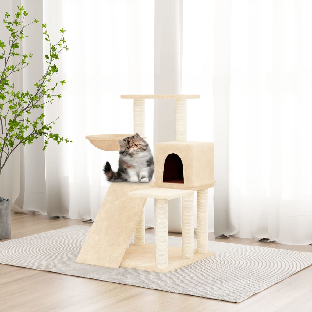 Arbre à chat avec griffoirs en sisal Crème 82 cm