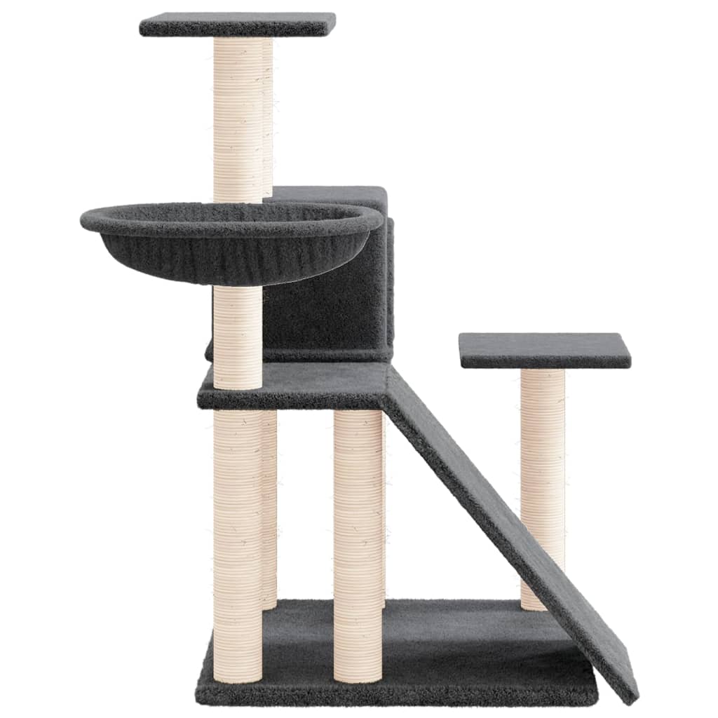 Arbre à chat avec griffoirs en sisal Gris foncé 82 cm