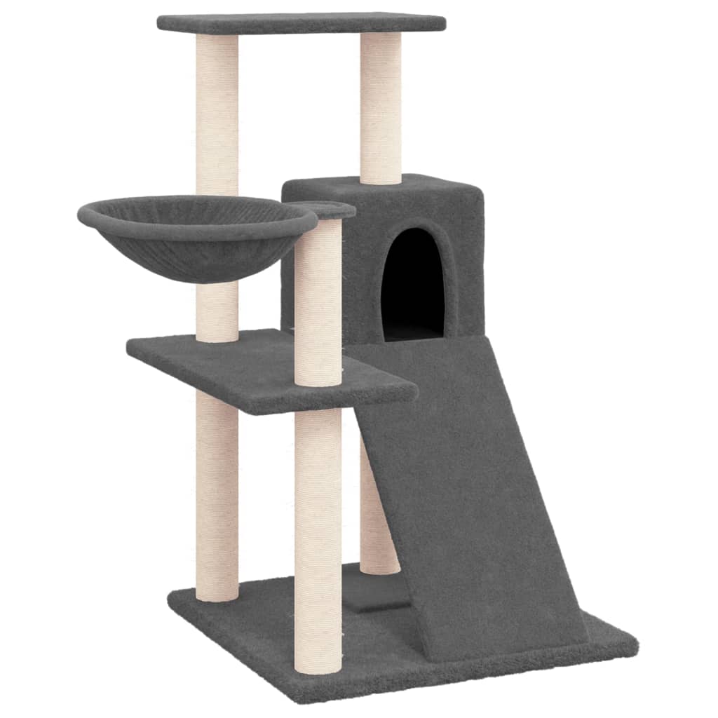 Arbre à chat avec griffoirs en sisal Gris foncé 82 cm