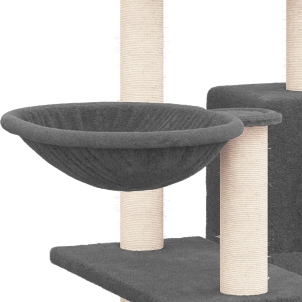 Arbre à chat avec griffoirs en sisal Gris foncé 82 cm