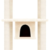 Cat tree with sisal scratching posts Cream 169 cm