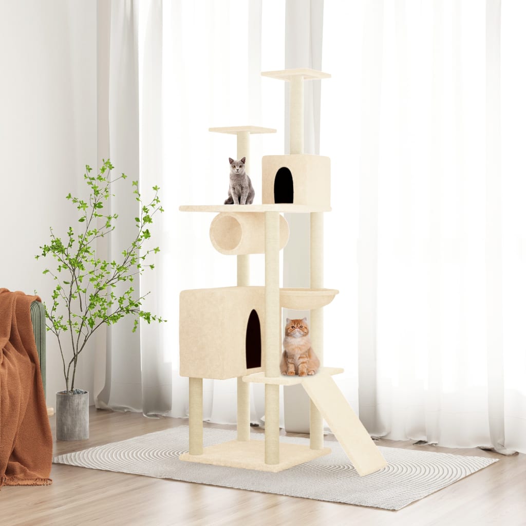 Arbre à chat avec griffoirs en sisal Crème 168 cm