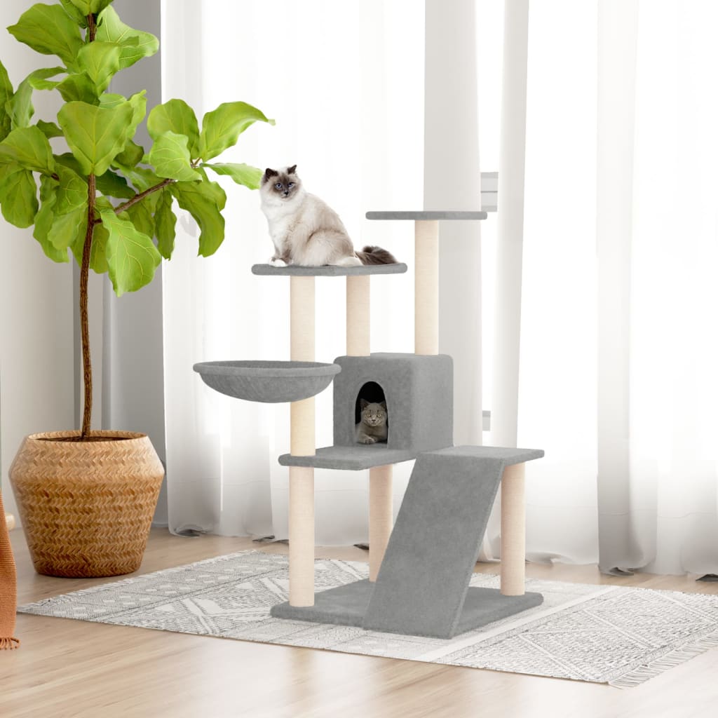 Arbre à chat avec griffoirs en sisal Gris clair 94 cm