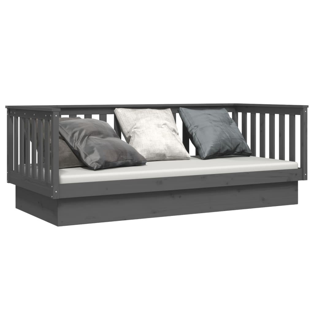 Lit de jour sans matelas gris 80x200 cm bois de pin massif