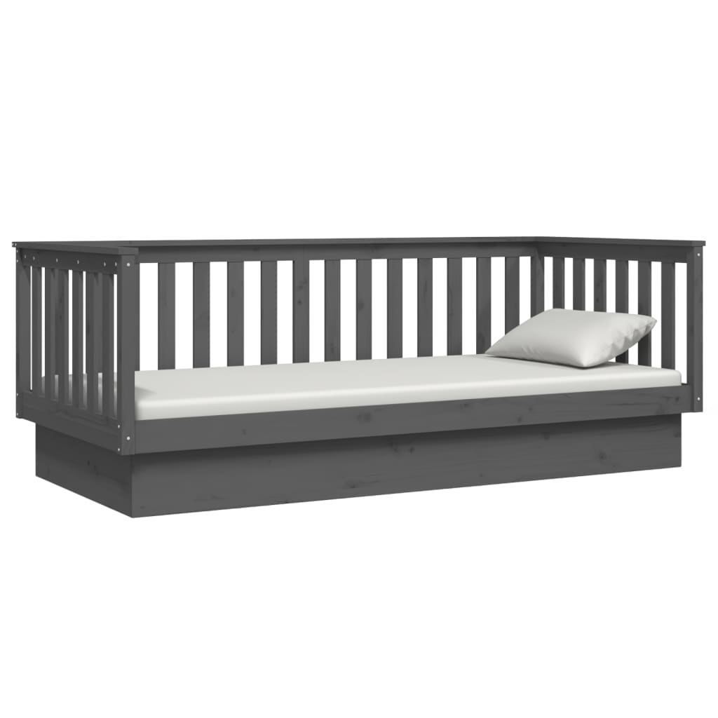 Lit de jour sans matelas gris 80x200 cm bois de pin massif