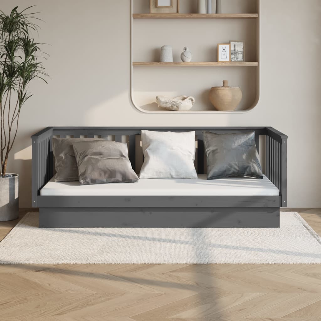 Lit de jour sans matelas gris 80x200 cm bois de pin massif