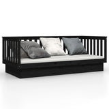 Lit de jour sans matelas noir 80x200 cm bois de pin massif