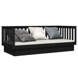 Lit de jour sans matelas noir 80x200 cm bois de pin massif