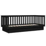 Lit de jour sans matelas noir 80x200 cm bois de pin massif