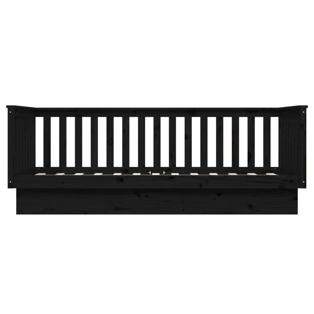 Lit de jour sans matelas noir 80x200 cm bois de pin massif