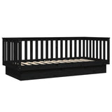 Lit de jour sans matelas noir 100x200 cm bois de pin massif