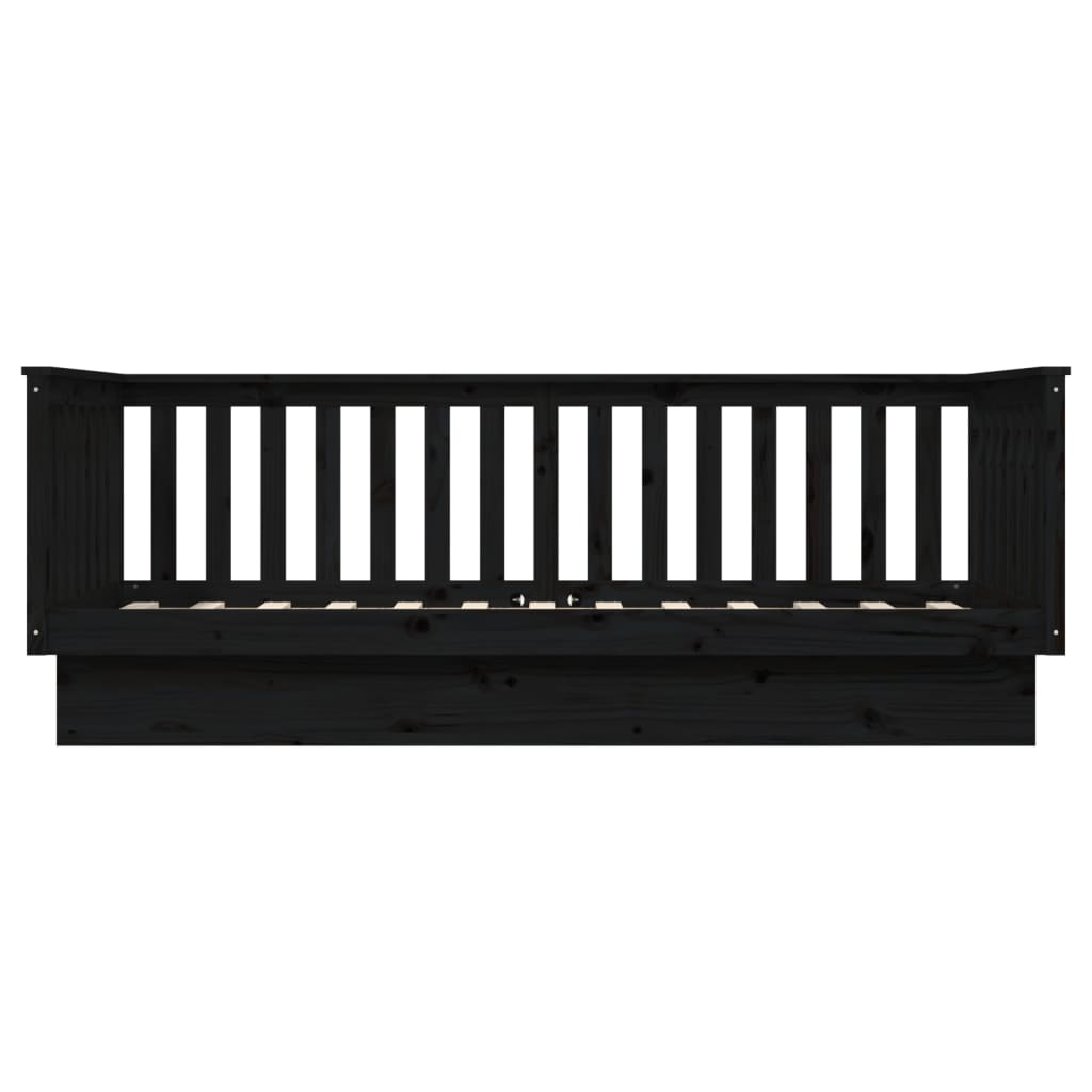 Lit de jour sans matelas noir 100x200 cm bois de pin massif