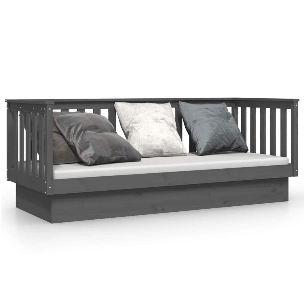 Lit de jour sans matelas gris 75x190 cm bois de pin massif