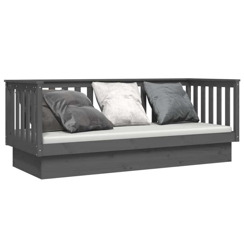 Lit de jour sans matelas gris 75x190 cm bois de pin massif