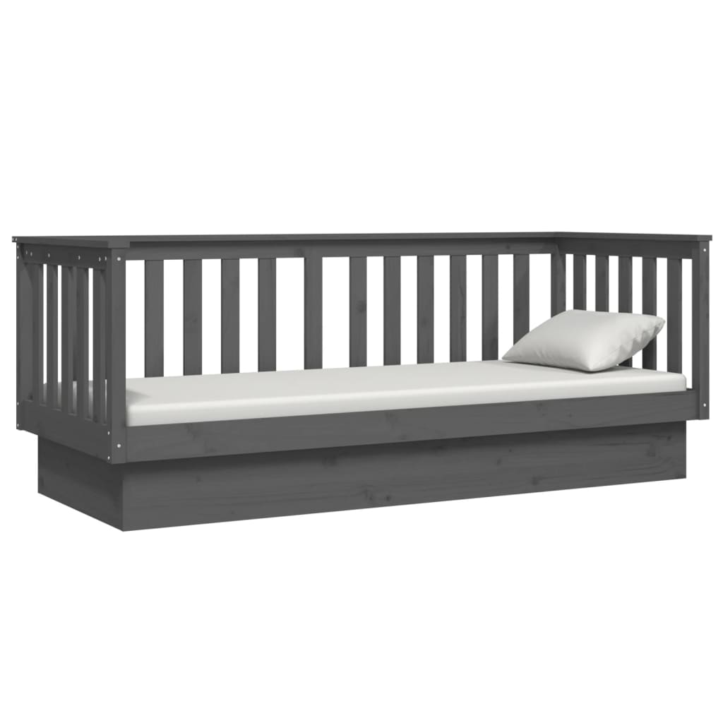 Lit de jour sans matelas gris 75x190 cm bois de pin massif