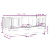 Tagesbett ohne Matratze grau 75x190 cm aus massivem Kiefernholz