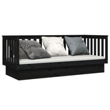 Lit de jour sans matelas noir 75x190 cm bois de pin massif