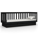 Lit de jour sans matelas noir 75x190 cm bois de pin massif