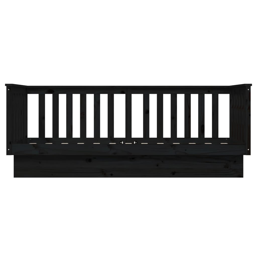 Lit de jour sans matelas noir 75x190 cm bois de pin massif