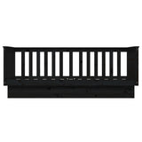 Lit de jour sans matelas noir 75x190 cm bois de pin massif