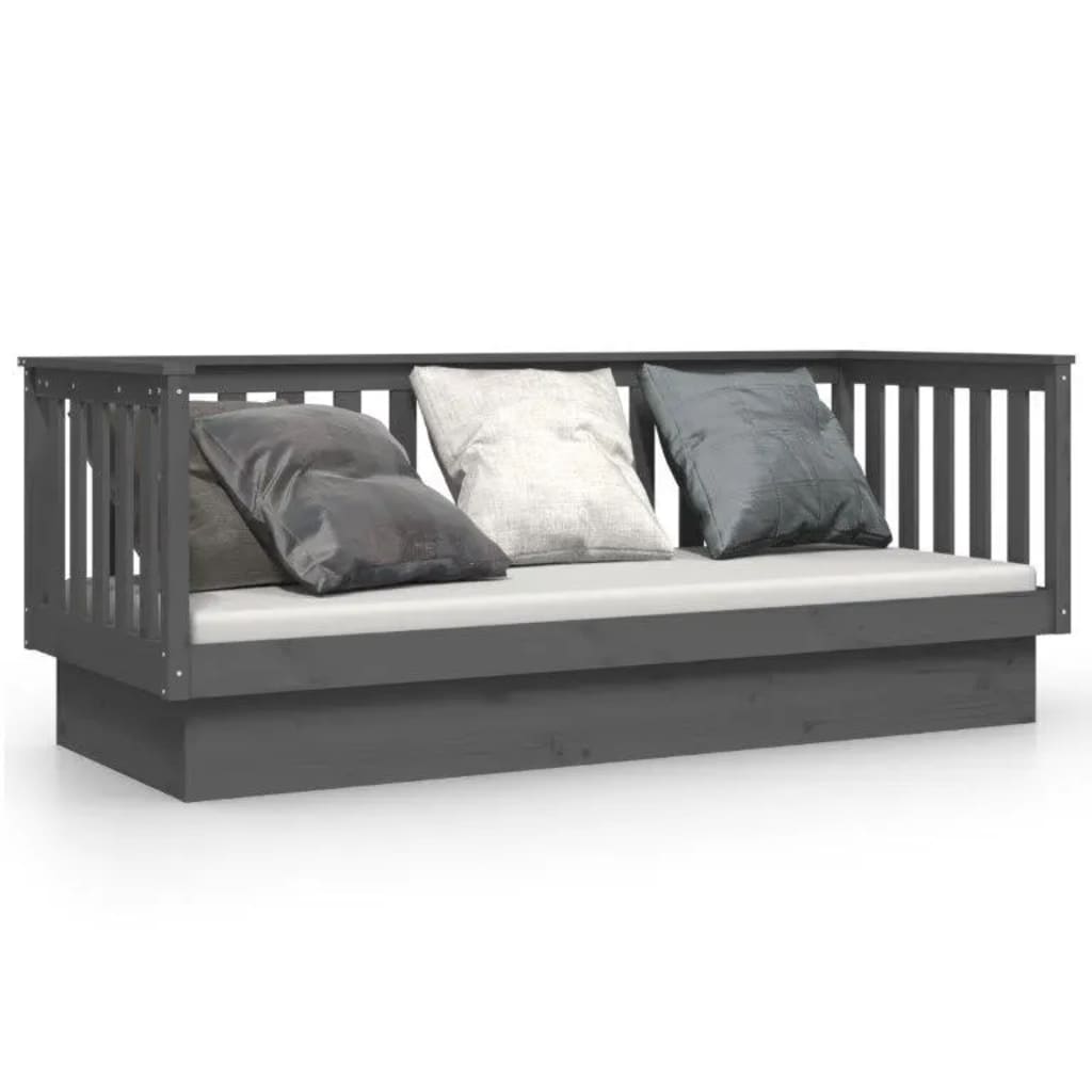 Lit de jour sans matelas gris 90x190 cm bois de pin massif