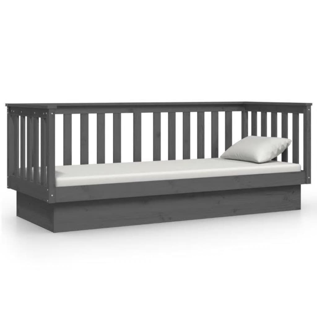 Lit de jour sans matelas gris 90x190 cm bois de pin massif