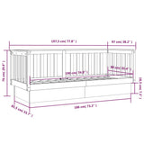 Tagesbett ohne Matratze grau 90x190 cm aus massivem Kiefernholz