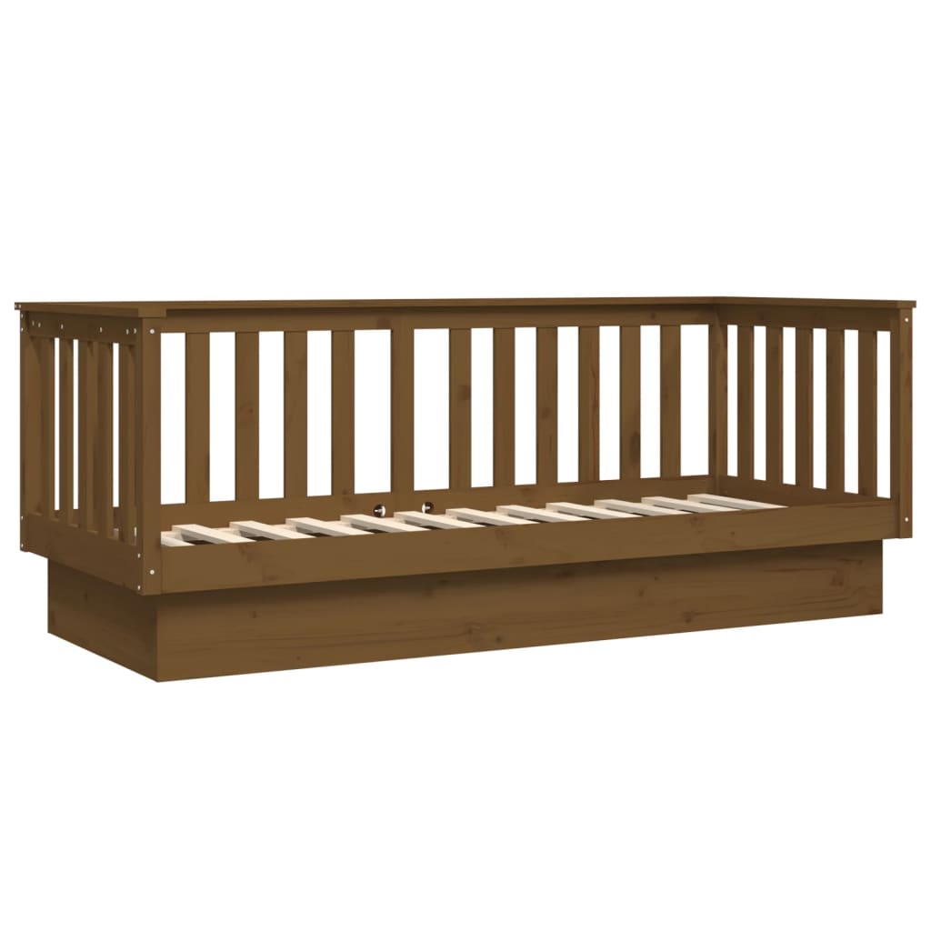 Lit de jour sans matelas marron miel 90x190 cm bois pin massif