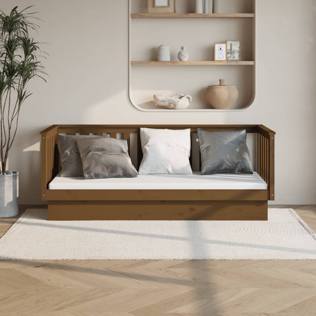 Lit de jour sans matelas marron miel 90x190 cm bois pin massif