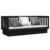 Lit de jour sans matelas noir 90x190 cm bois de pin massif