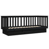 Lit de jour sans matelas noir 90x190 cm bois de pin massif