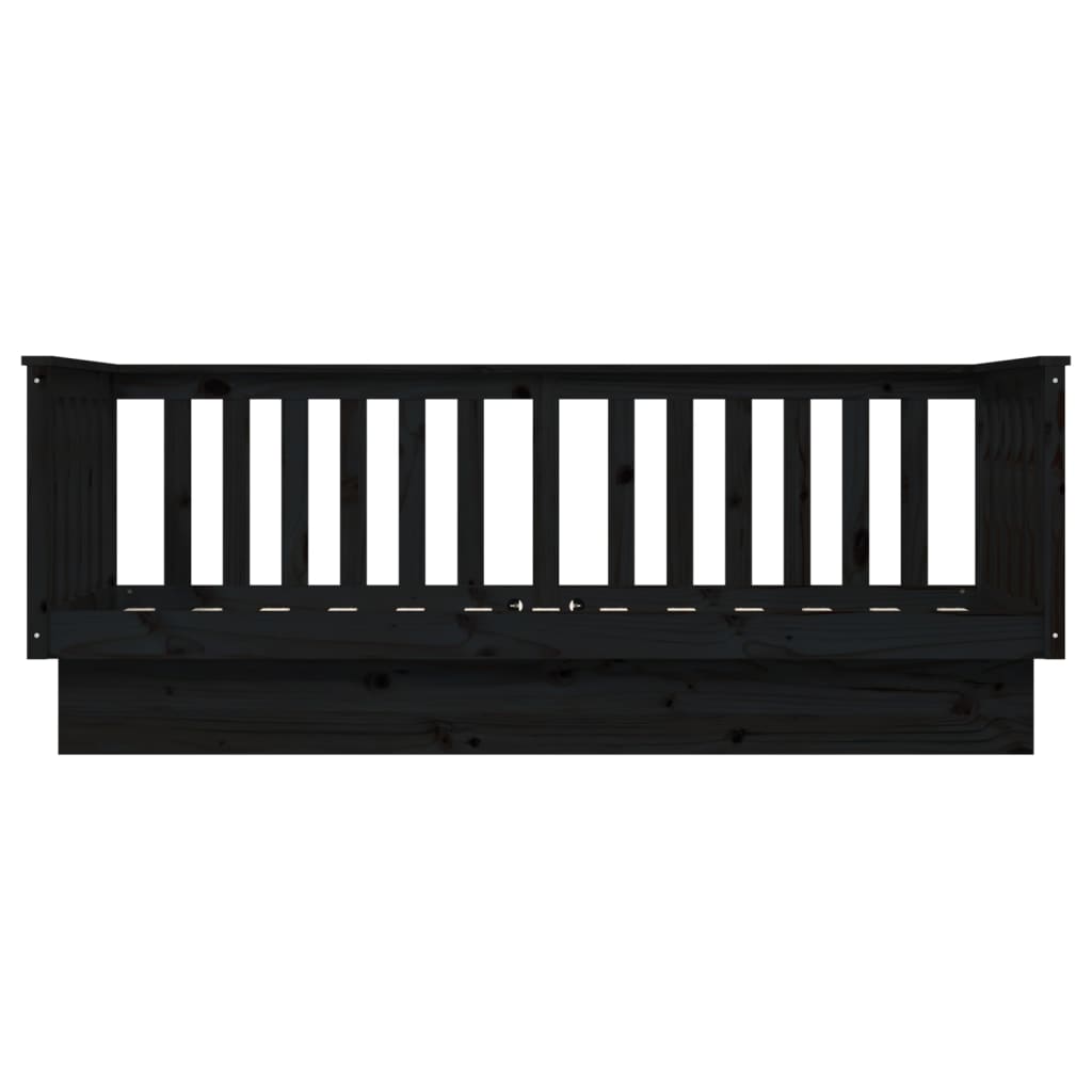 Lit de jour sans matelas noir 90x190 cm bois de pin massif