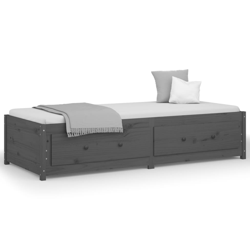 Lit de jour sans matelas gris 90x200 cm bois de pin massif