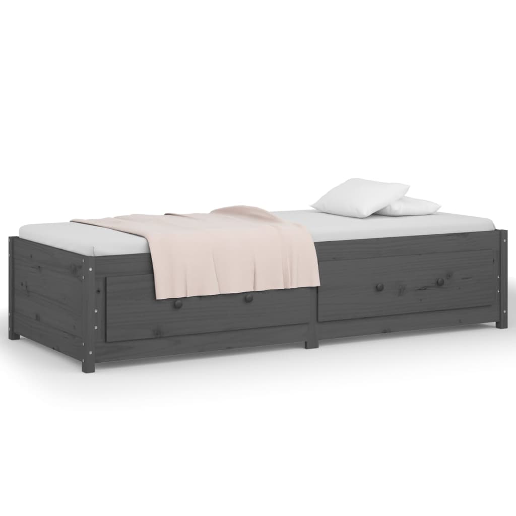 Lit de jour sans matelas gris 90x200 cm bois de pin massif