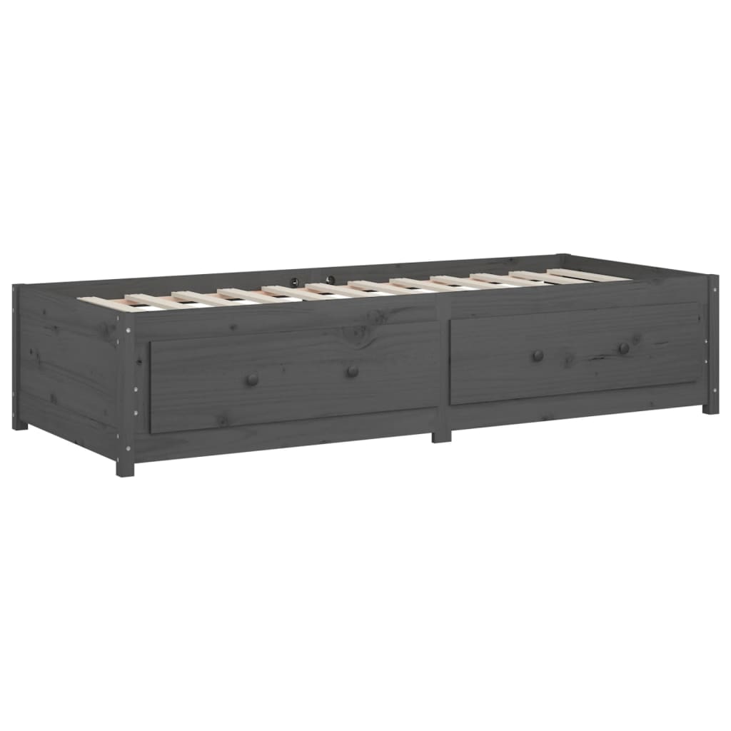 Lit de jour sans matelas gris 90x200 cm bois de pin massif