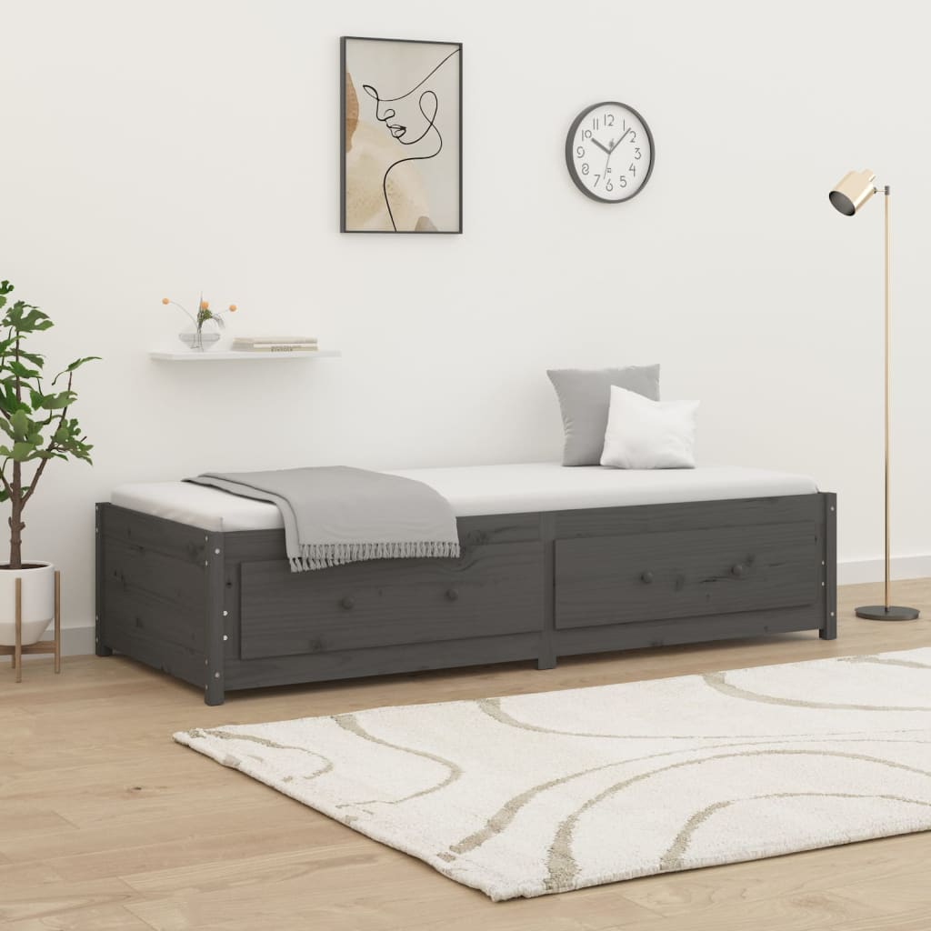 Lit de jour sans matelas gris 90x200 cm bois de pin massif