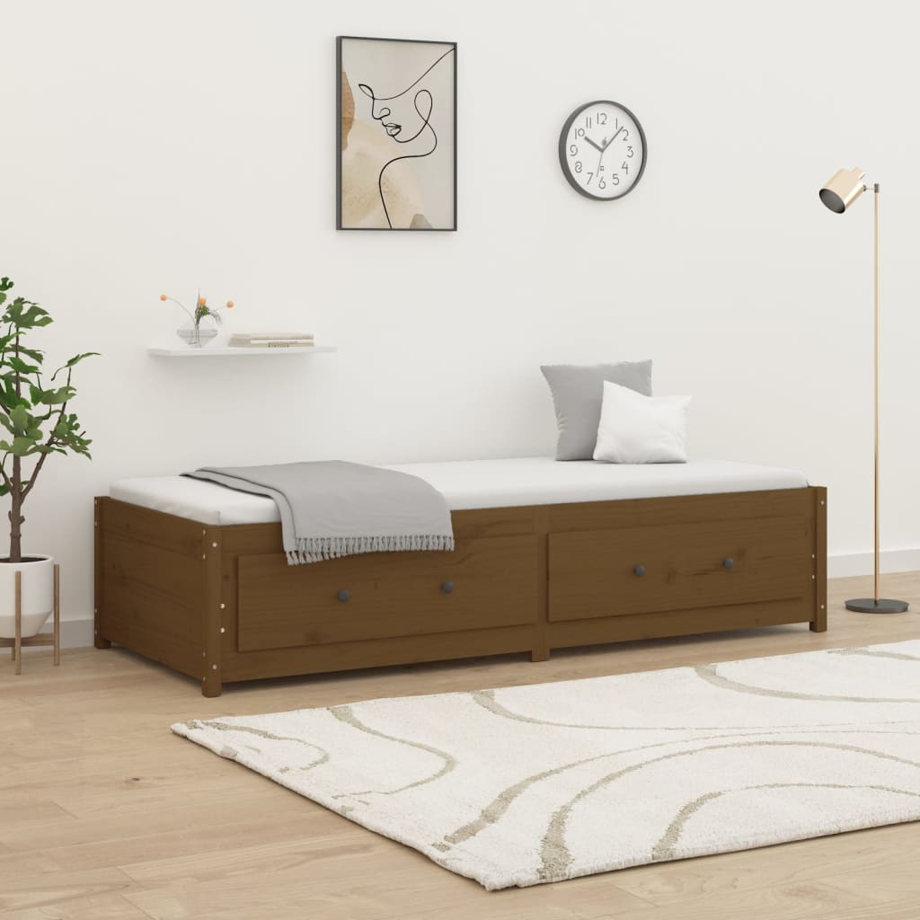 Lit de jour sans matelas marron miel 90x200 cm bois pin massif