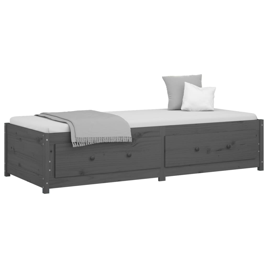 Lit de jour sans matelas gris 90x190 cm bois de pin massif