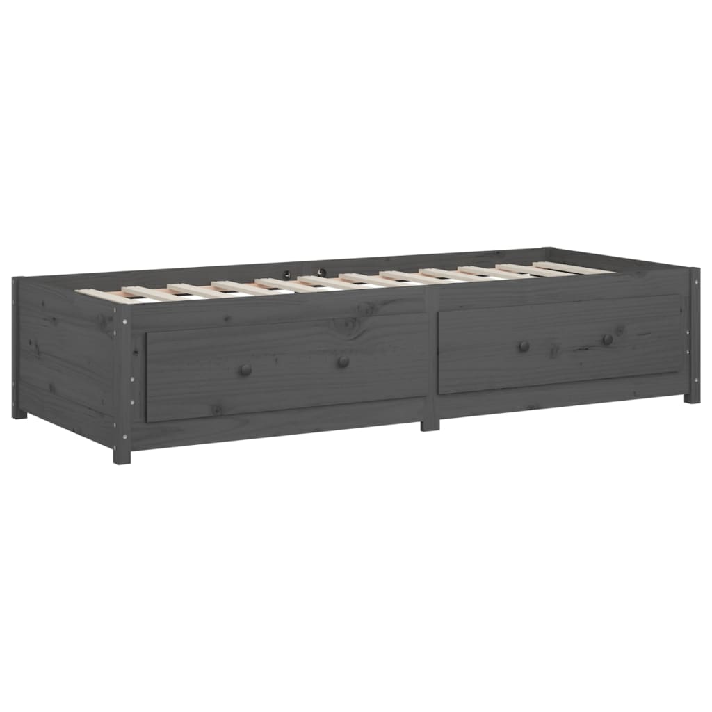 Lit de jour sans matelas gris 90x190 cm bois de pin massif