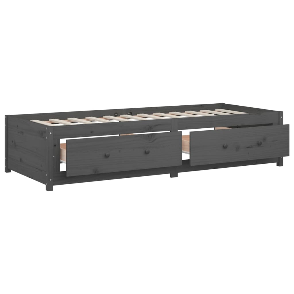 Lit de jour sans matelas gris 90x190 cm bois de pin massif