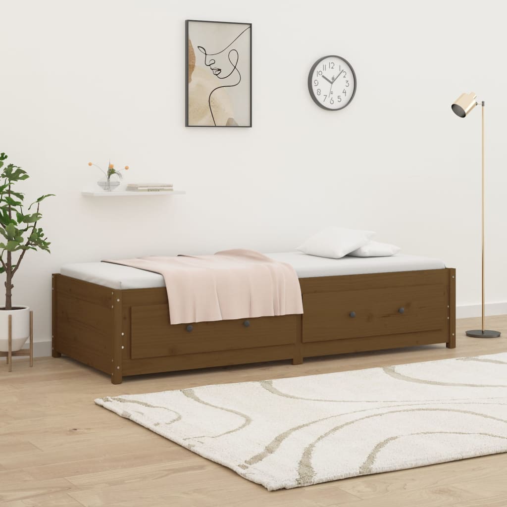 Lit de jour sans matelas marron miel 90x190 cm bois pin massif